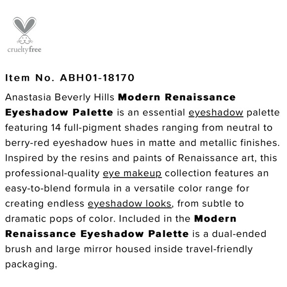 Anastasia Beverly Hills Modern Renaissance Eyeshadow Palette - BRAND NEW - Picture 4 of 7